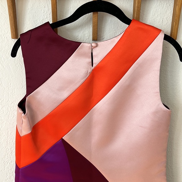 Milly Colorblock Peau De Soie Shift Dress - 2 - Picture 8 of 12